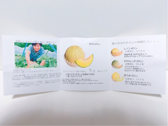 青森県 鰺ヶ沢町へふるさと納税して届いたメロンの説明書