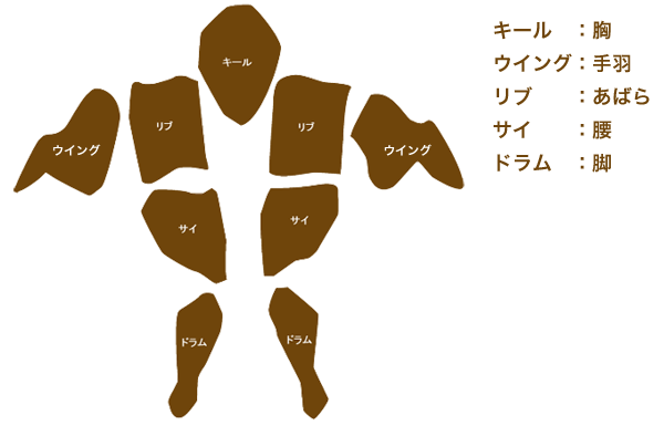 ケンタッキーフライドチキンの部位図